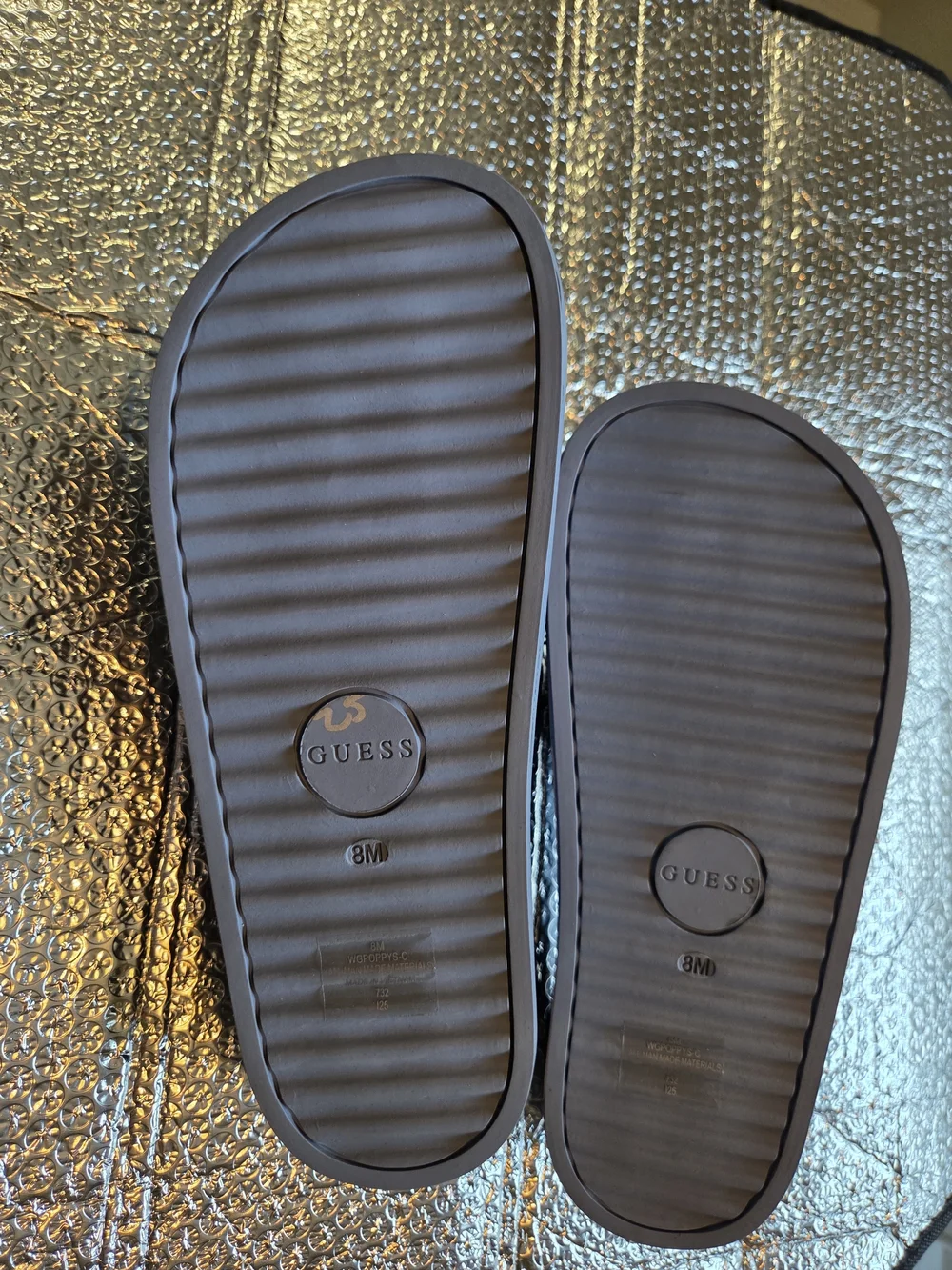GUESS Blue/Grey Slide Sandals with Triangle Logo